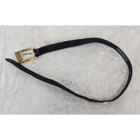 Vintage CARLISLE Womens Leather Black w White Gold Buckle Belt-Size XS main image 5
